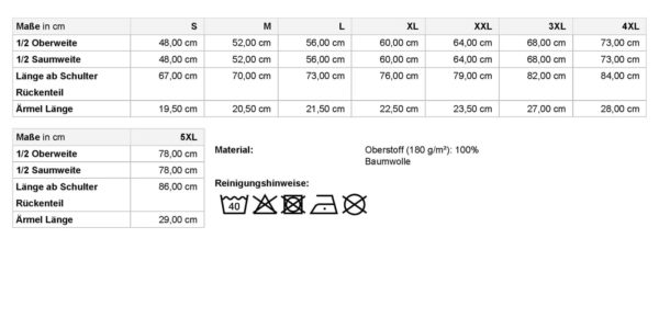 Produktdatenblatt Shirts